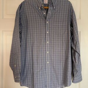 Brooks Brothers Long Sleeve  Blue and White Plaid Men's Shirt Sz L 16 4/5.